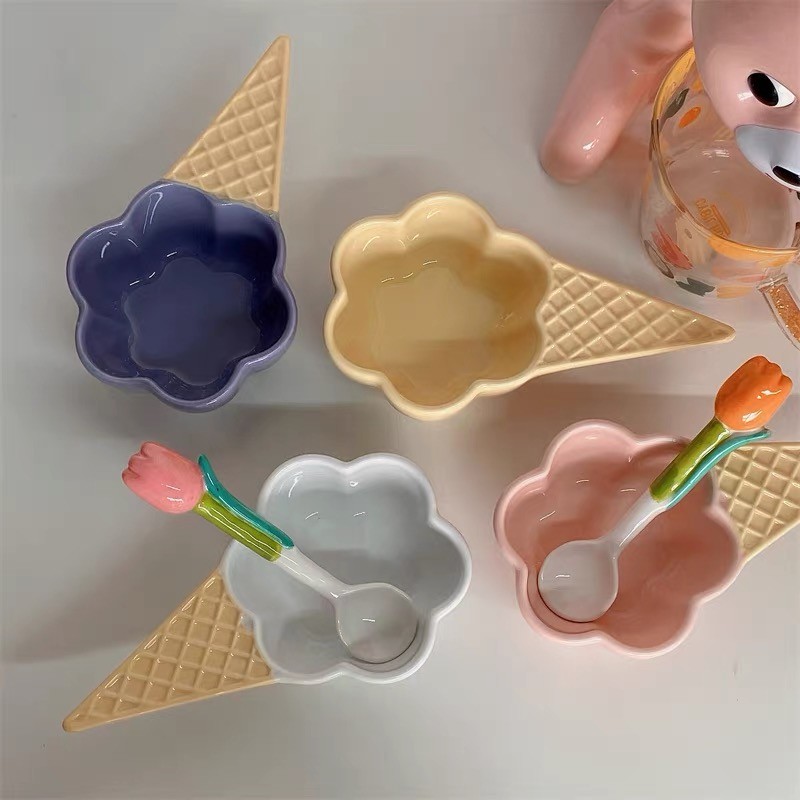 馬卡龍冰淇淋甜筒小盤